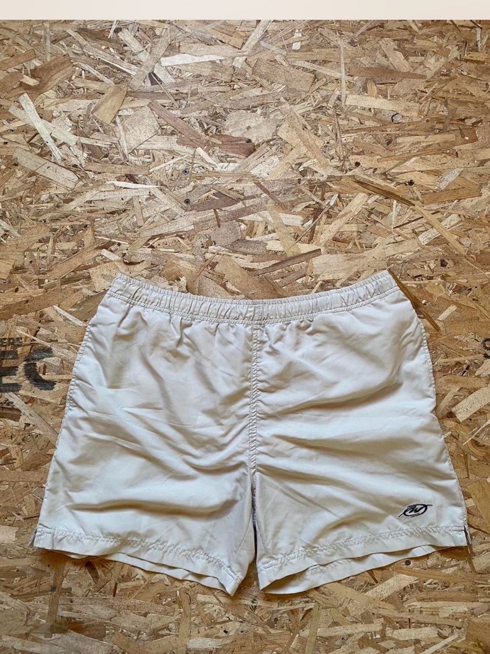 Light Beige Men's West Coasy ConnectionSwim Trunks with embroided logo